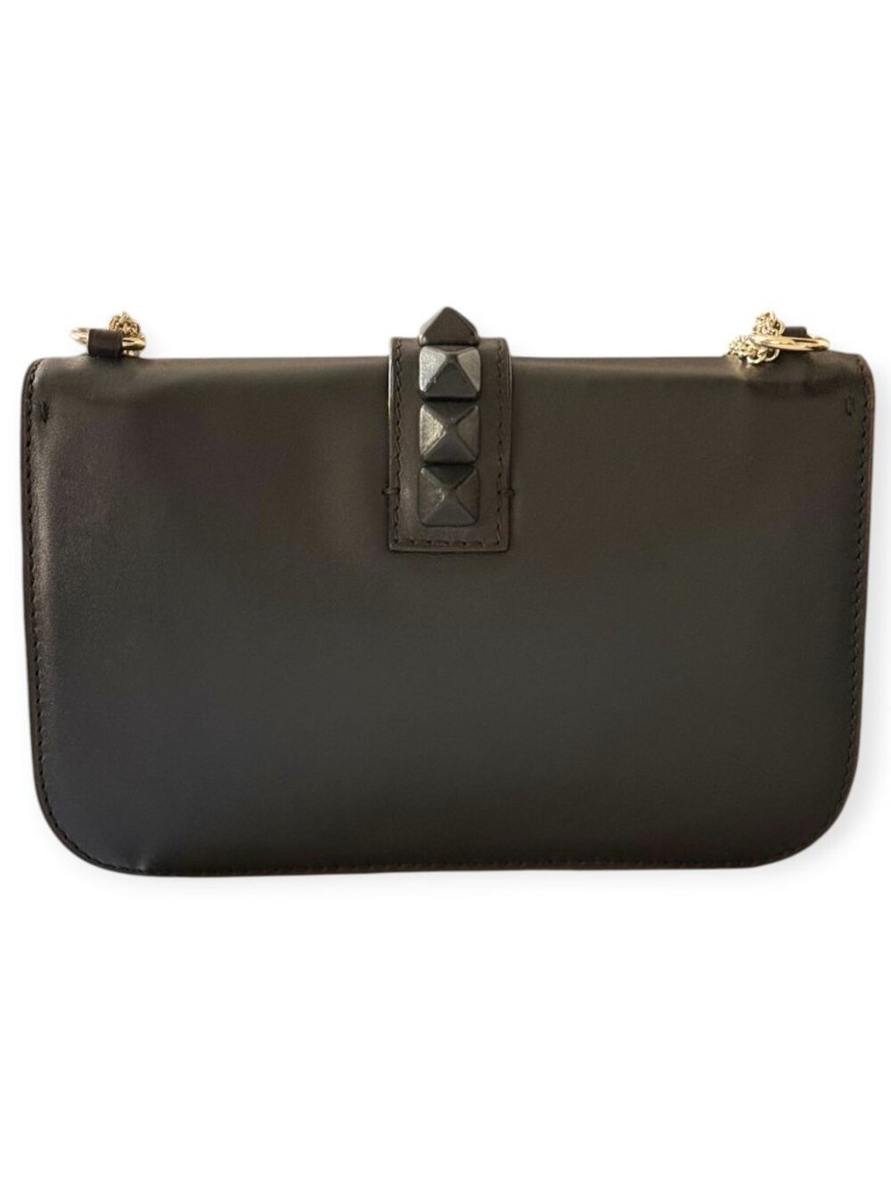 Valentino Garavani Black Leather Glam Lock Chain Shoulder/Crossbody Bag - Picture 4 of 7